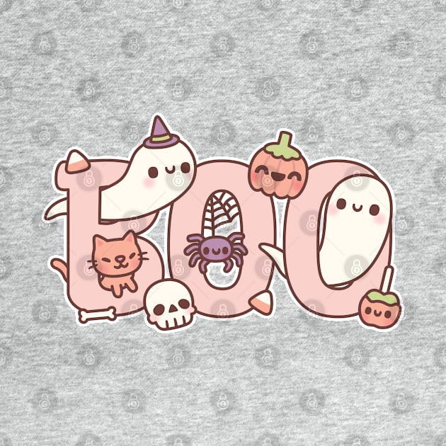 Boo Cute Ghosts Spider Pumpkin And Cat Halloween Greeting by rustydoodle